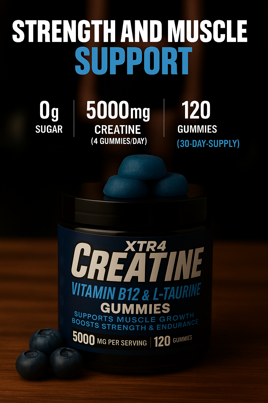 Creatine Gummies -Blueberry(30 Day Supply) £7.99